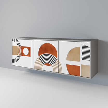 CIRCLE RHYTM 3-Door Sideboard in Grey Finish