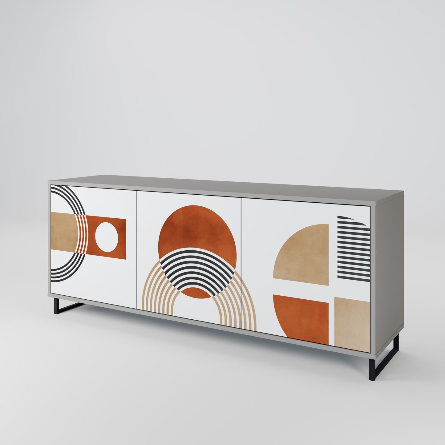 CIRCLE RHYTM 3-Door Sideboard in Grey Finish