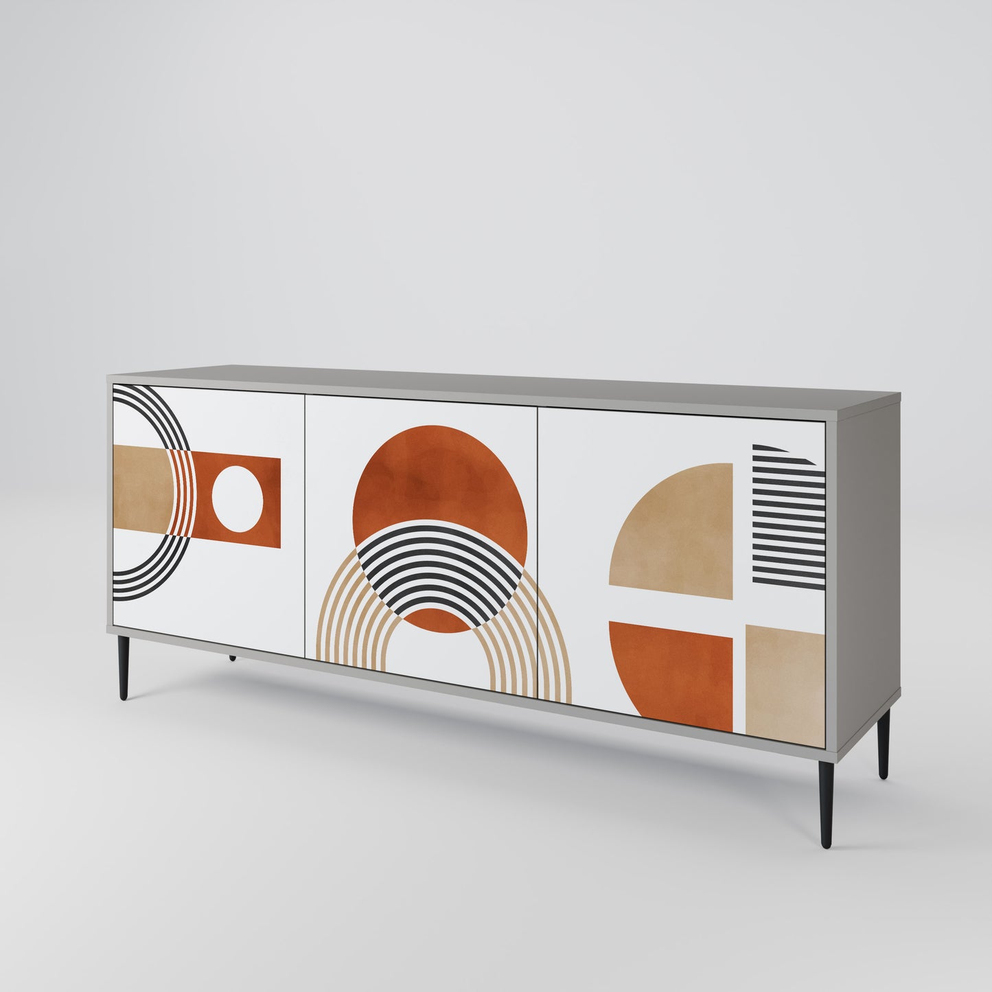 CIRCLE RHYTM 3-Door Sideboard in Grey Finish