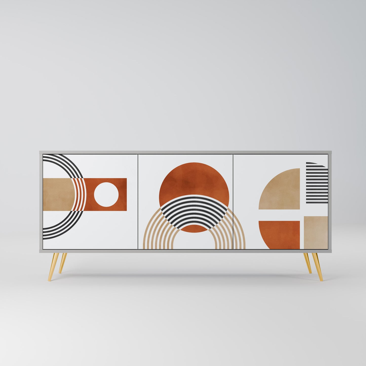 CIRCLE RHYTM 3-Door Sideboard in Grey Finish