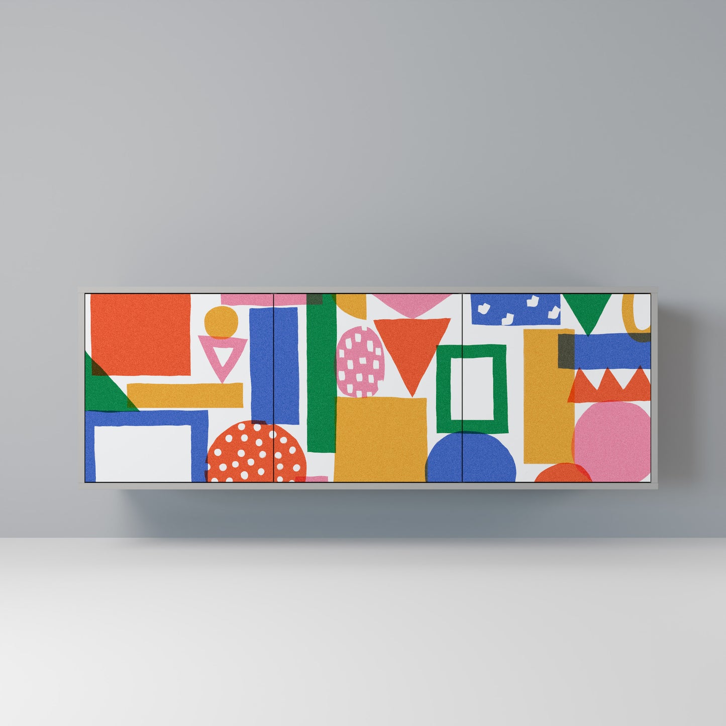 GEOMETRIC GLIMMER 3-Door Sideboard in Grey Finish