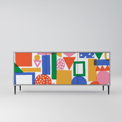 GEOMETRIC GLIMMER 3-Door Sideboard in Grey Finish