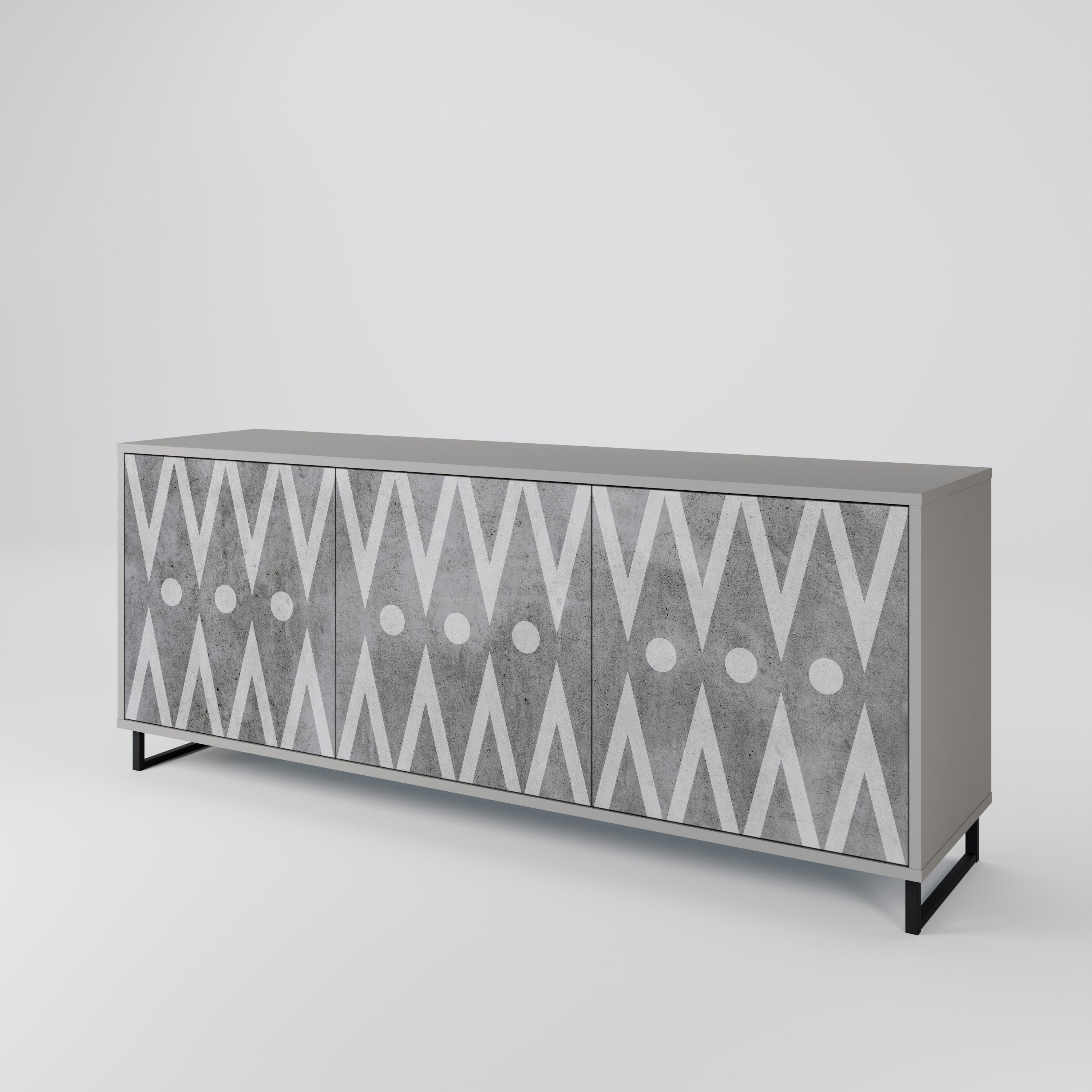 SHARP EDGES 3-Door Sideboard in Grey Finish