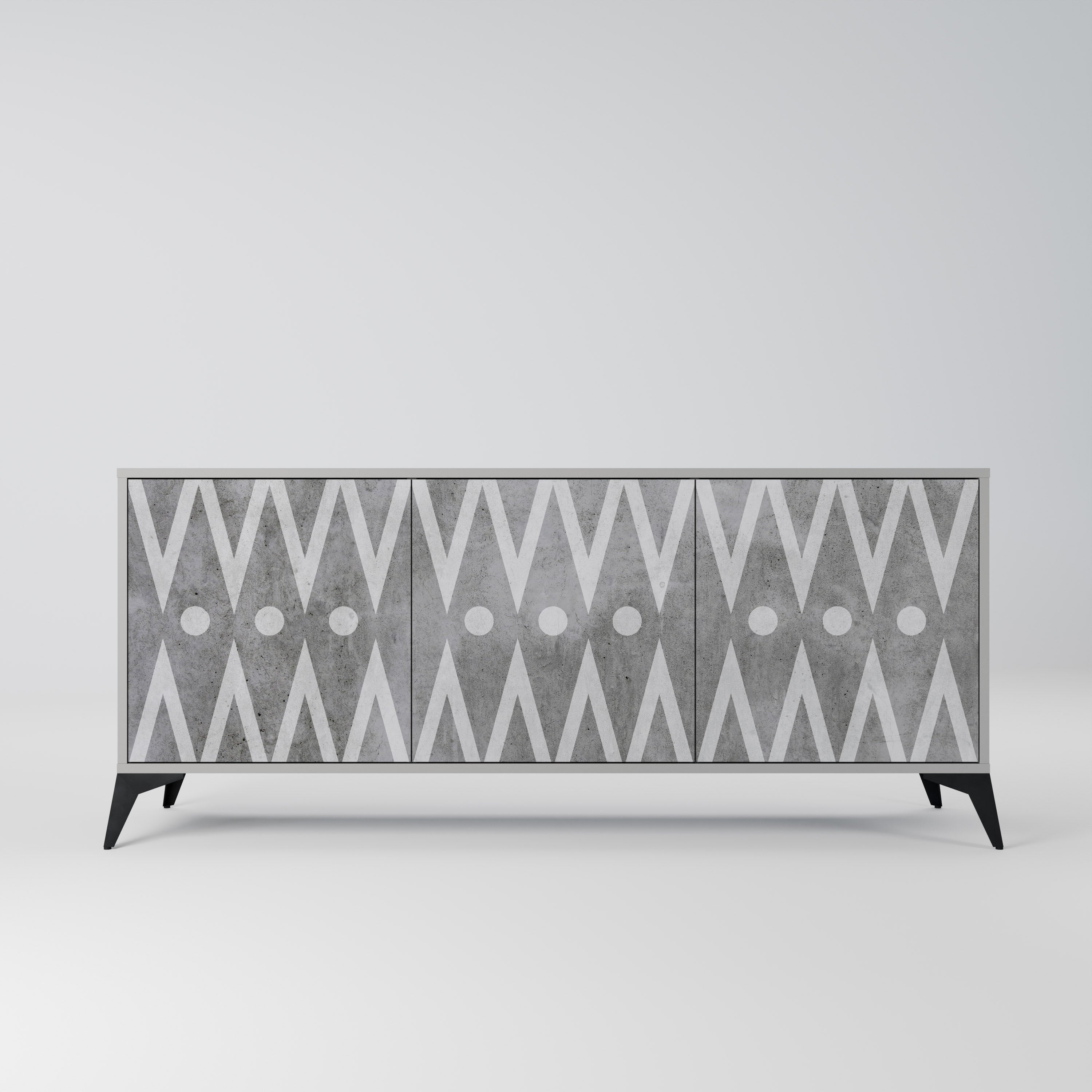 SHARP EDGES 3-Door Sideboard in Grey Finish