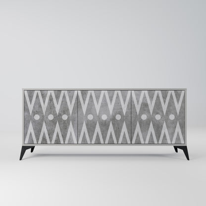 SHARP EDGES 3-Door Sideboard in Grey Finish