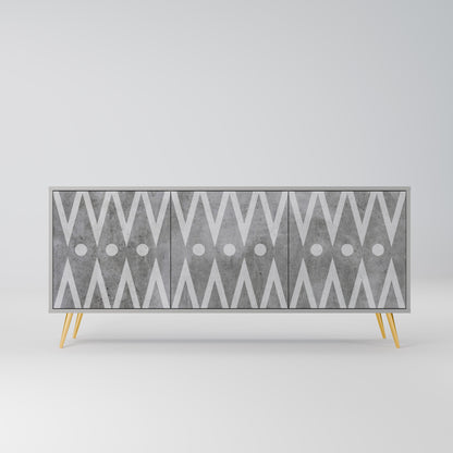 SHARP EDGES 3-Door Sideboard in Grey Finish