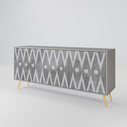 SHARP EDGES 3-Door Sideboard in Grey Finish