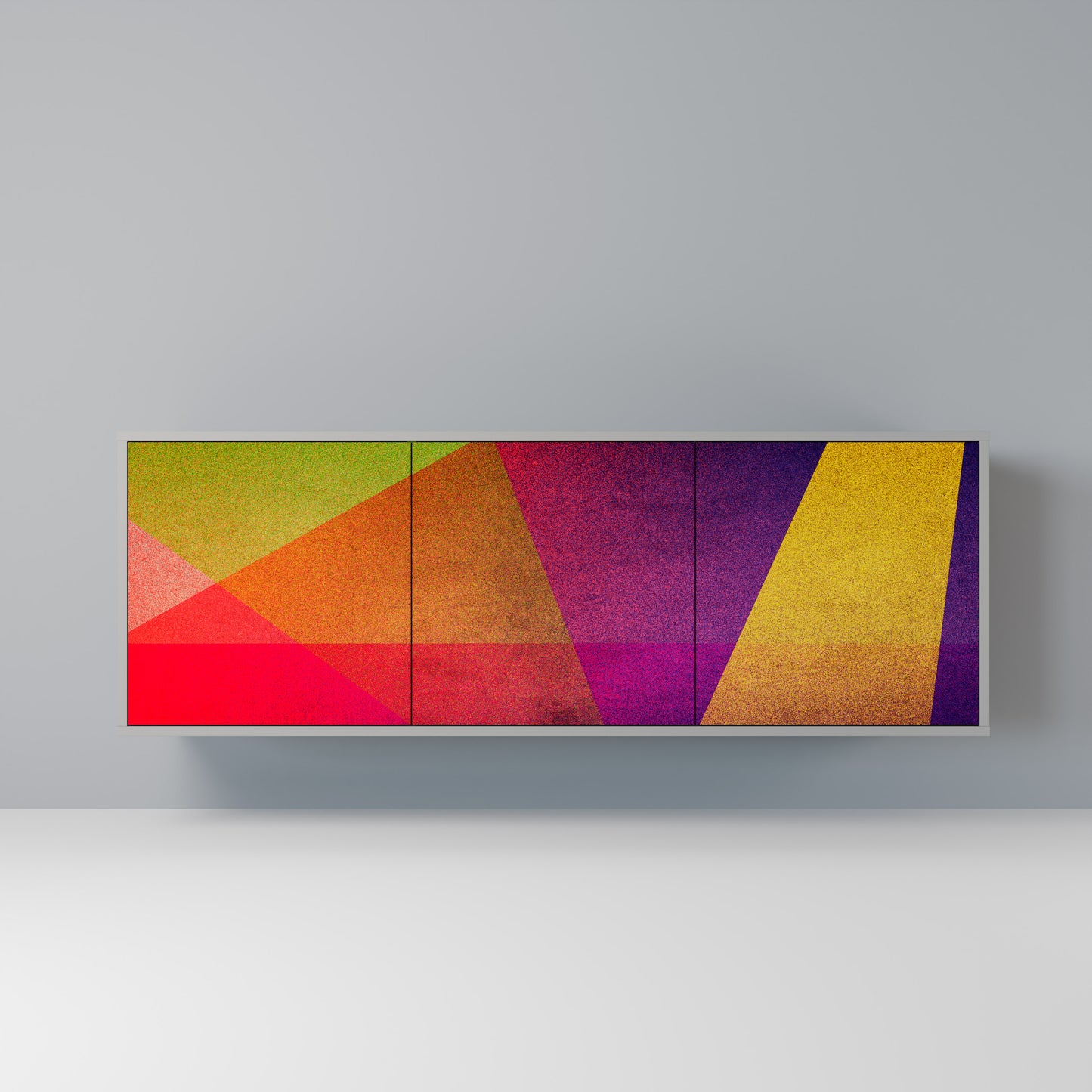 VIVID GEOMETRY 3-Door Sideboard in Grey Finish