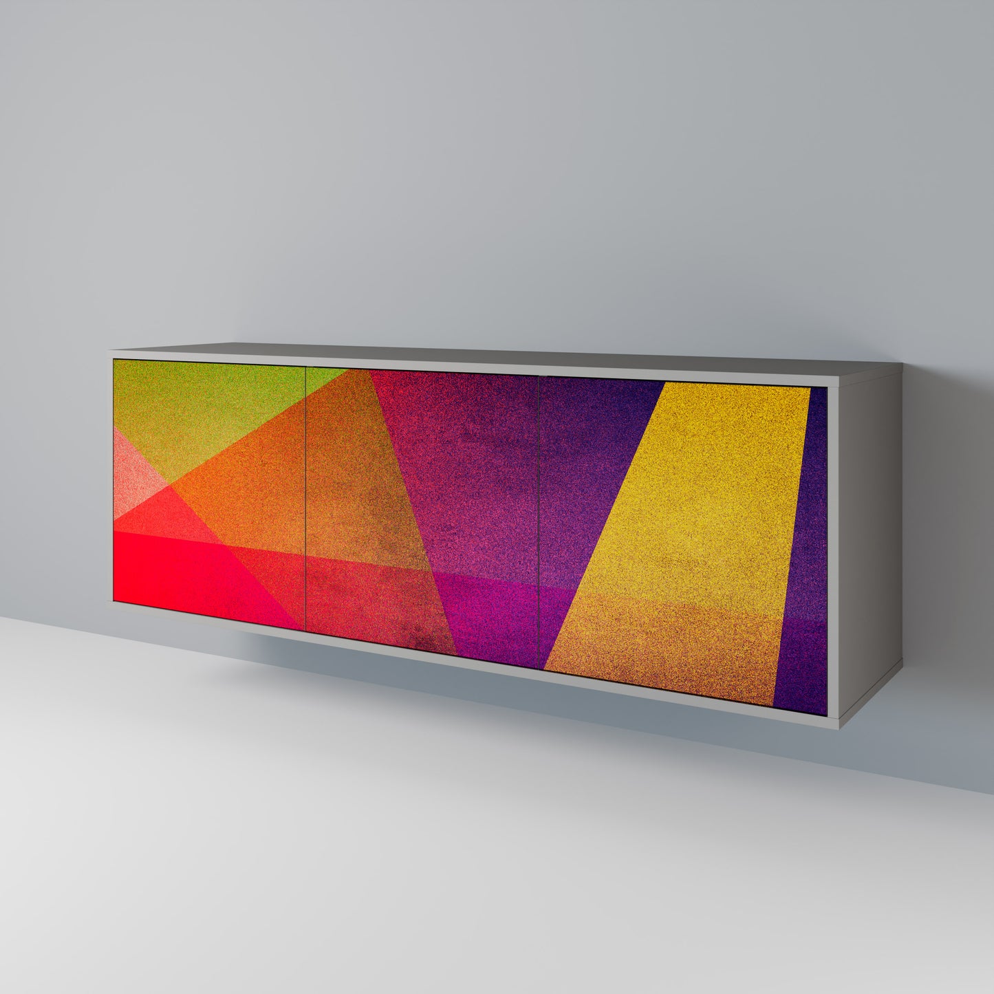 VIVID GEOMETRY 3-Door Sideboard in Grey Finish