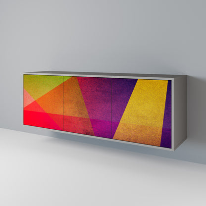VIVID GEOMETRY 3-Door Sideboard in Grey Finish