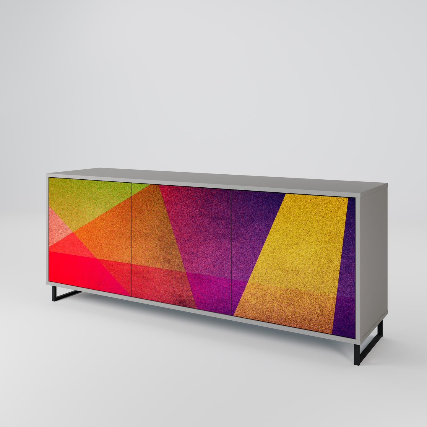 VIVID GEOMETRY 3-Door Sideboard in Grey Finish