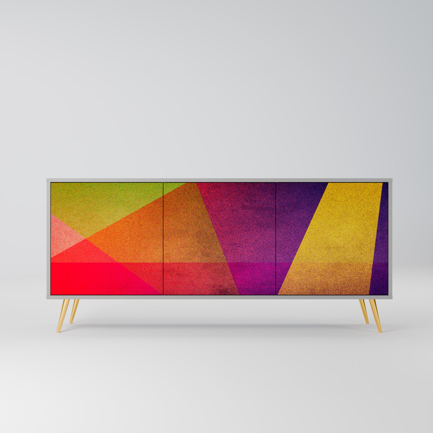 VIVID GEOMETRY 3-Door Sideboard in Grey Finish