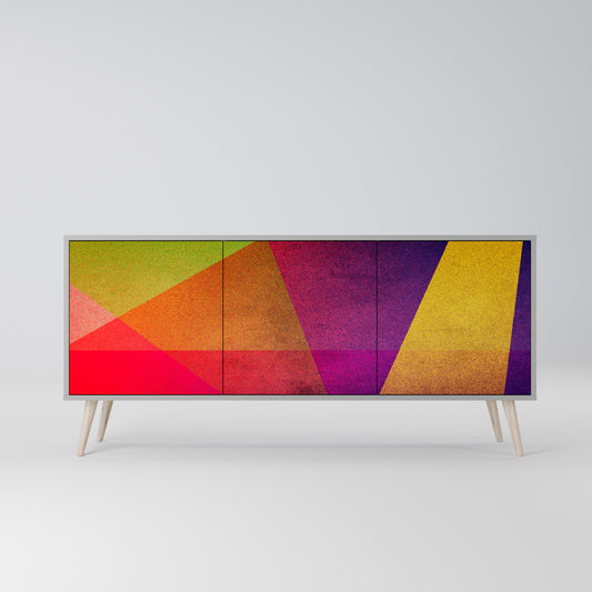 VIVID GEOMETRY 3-Door Sideboard in Grey Finish