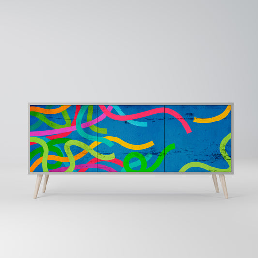 STREAMER TANGLE 3-Door Sideboard in Grey Finish