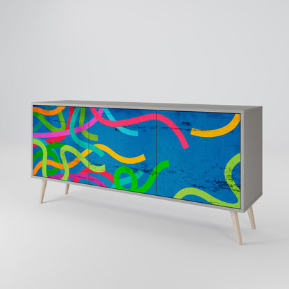 STREAMER TANGLE 3-Door Sideboard in Grey Finish