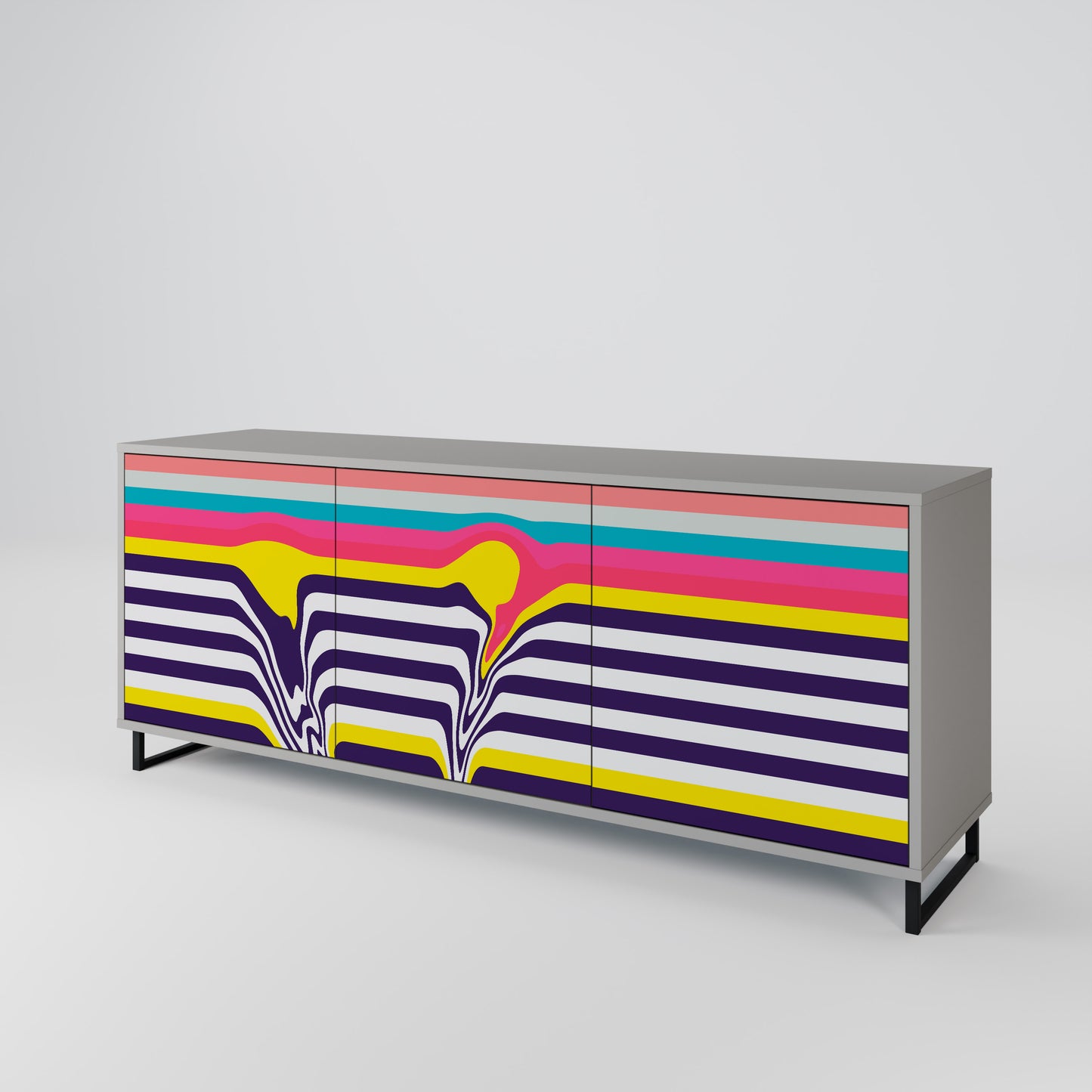 TONE COLLAPSE 3-Door Sideboard in Grey Finish
