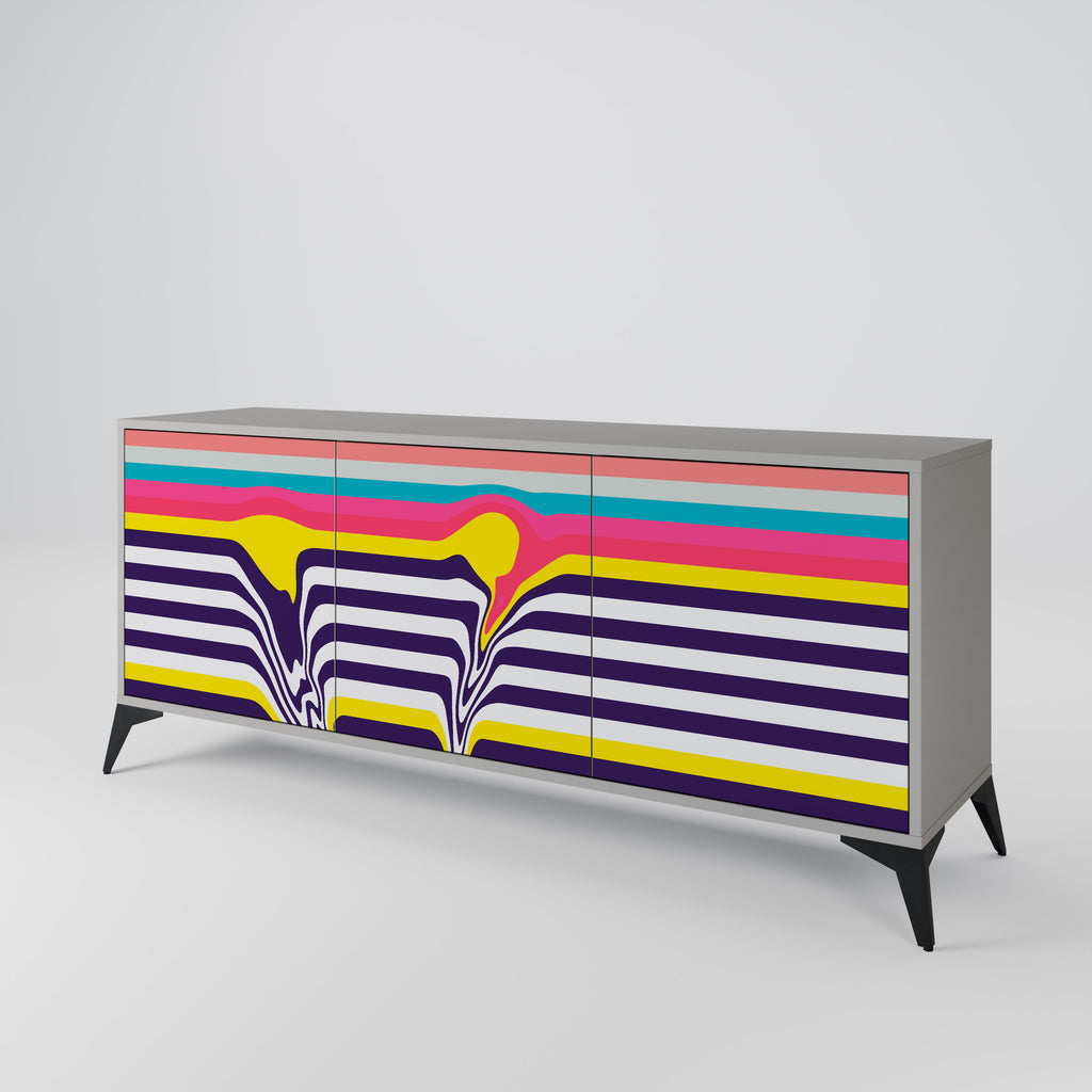 TONE COLLAPSE 3-Door Sideboard in Grey Finish
