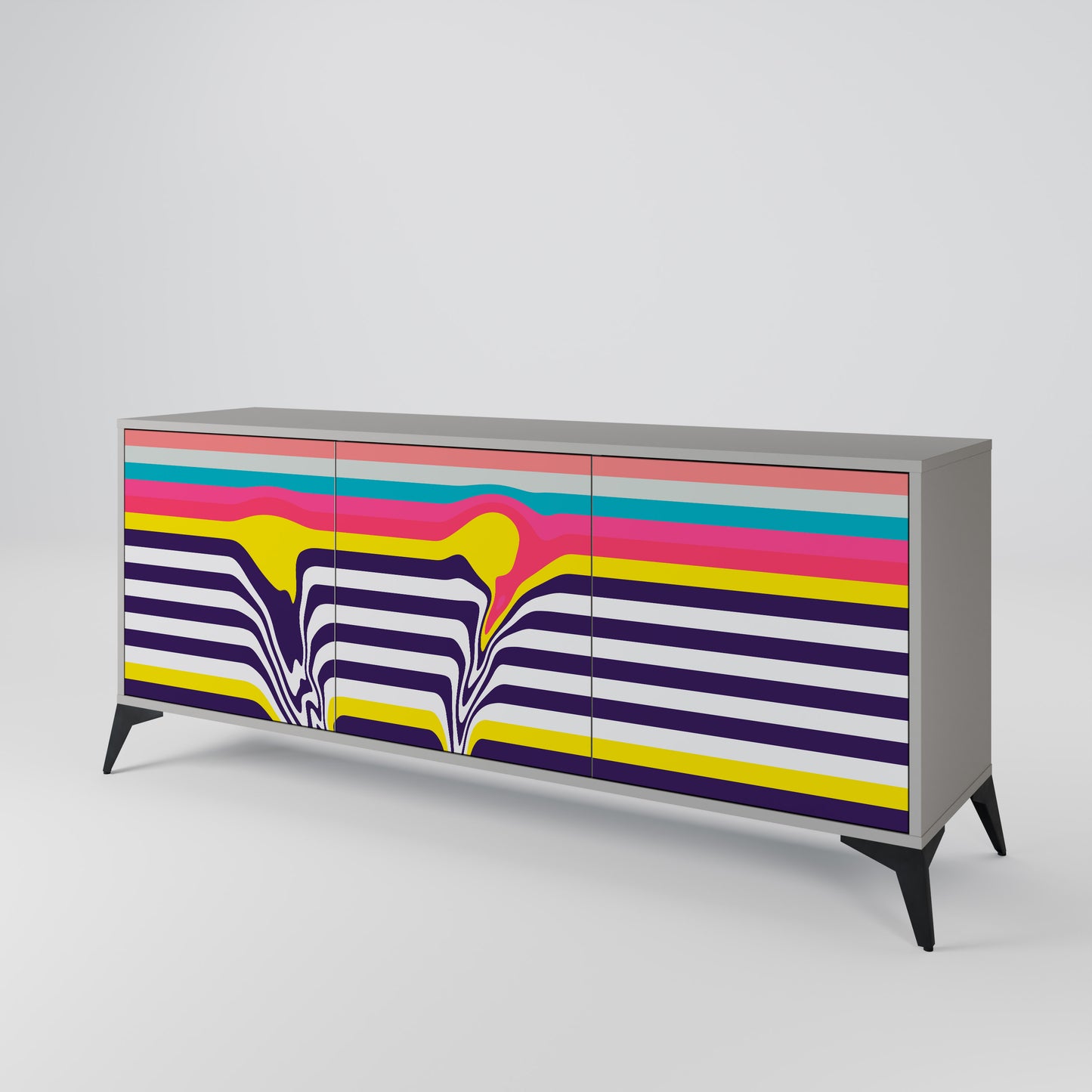 TONE COLLAPSE 3-Door Sideboard in Grey Finish