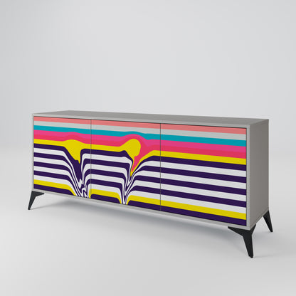 TONE COLLAPSE 3-Door Sideboard in Grey Finish