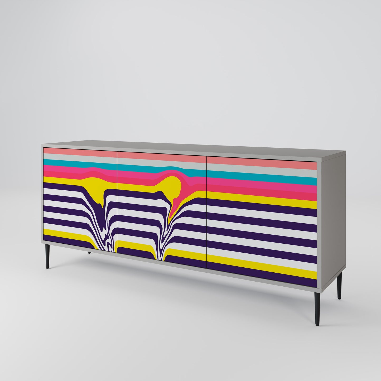 TONE COLLAPSE 3-Door Sideboard in Grey Finish