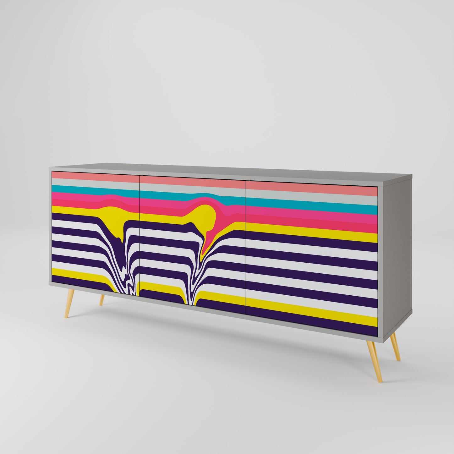 TONE COLLAPSE 3-Door Sideboard in Grey Finish