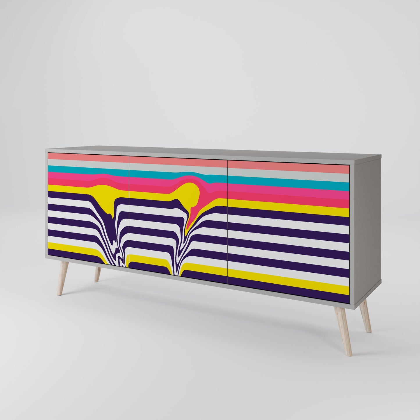 TONE COLLAPSE 3-Door Sideboard in Grey Finish