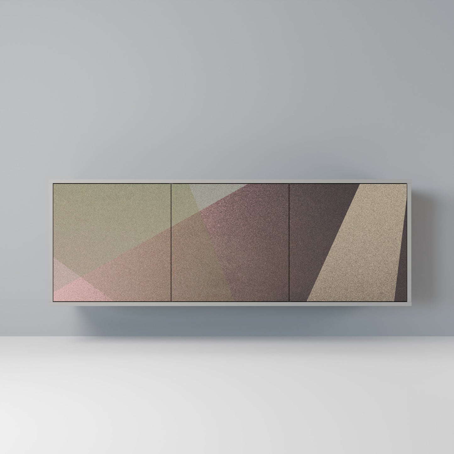 BEIGE GEOMETRY 3-Door Sideboard in Grey Finish