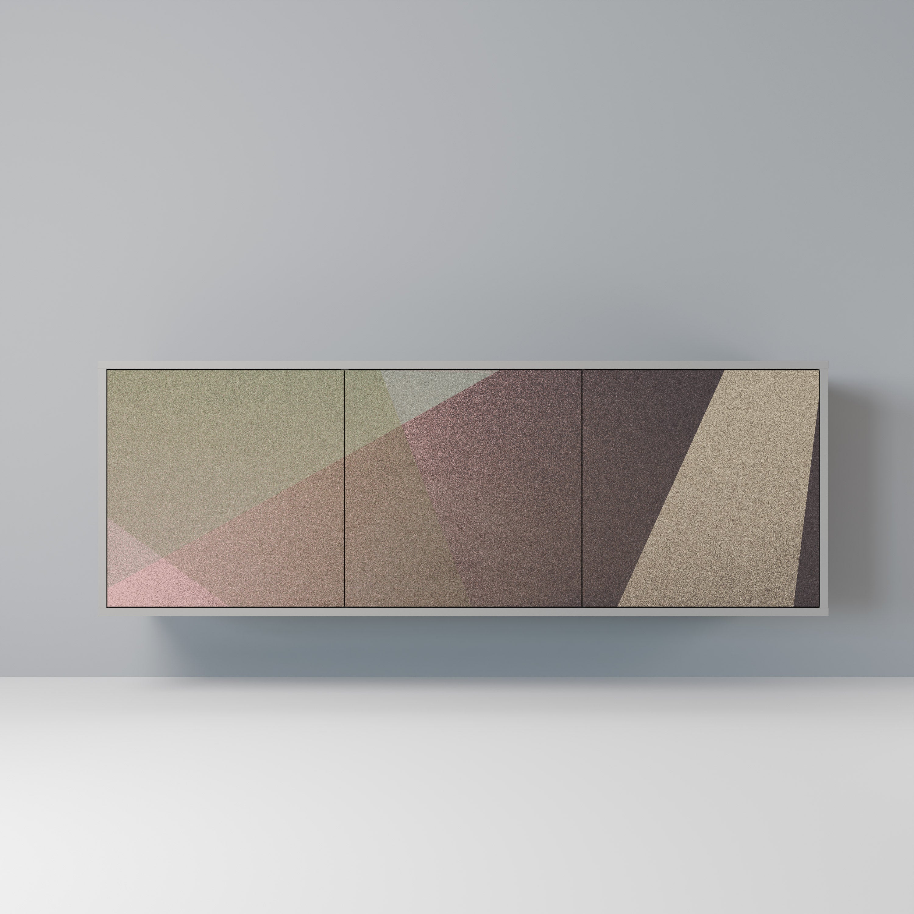 BEIGE GEOMETRY 3-Door Sideboard in Grey Finish