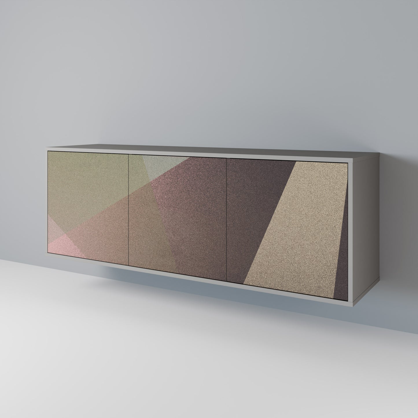 BEIGE GEOMETRY 3-Door Sideboard in Grey Finish