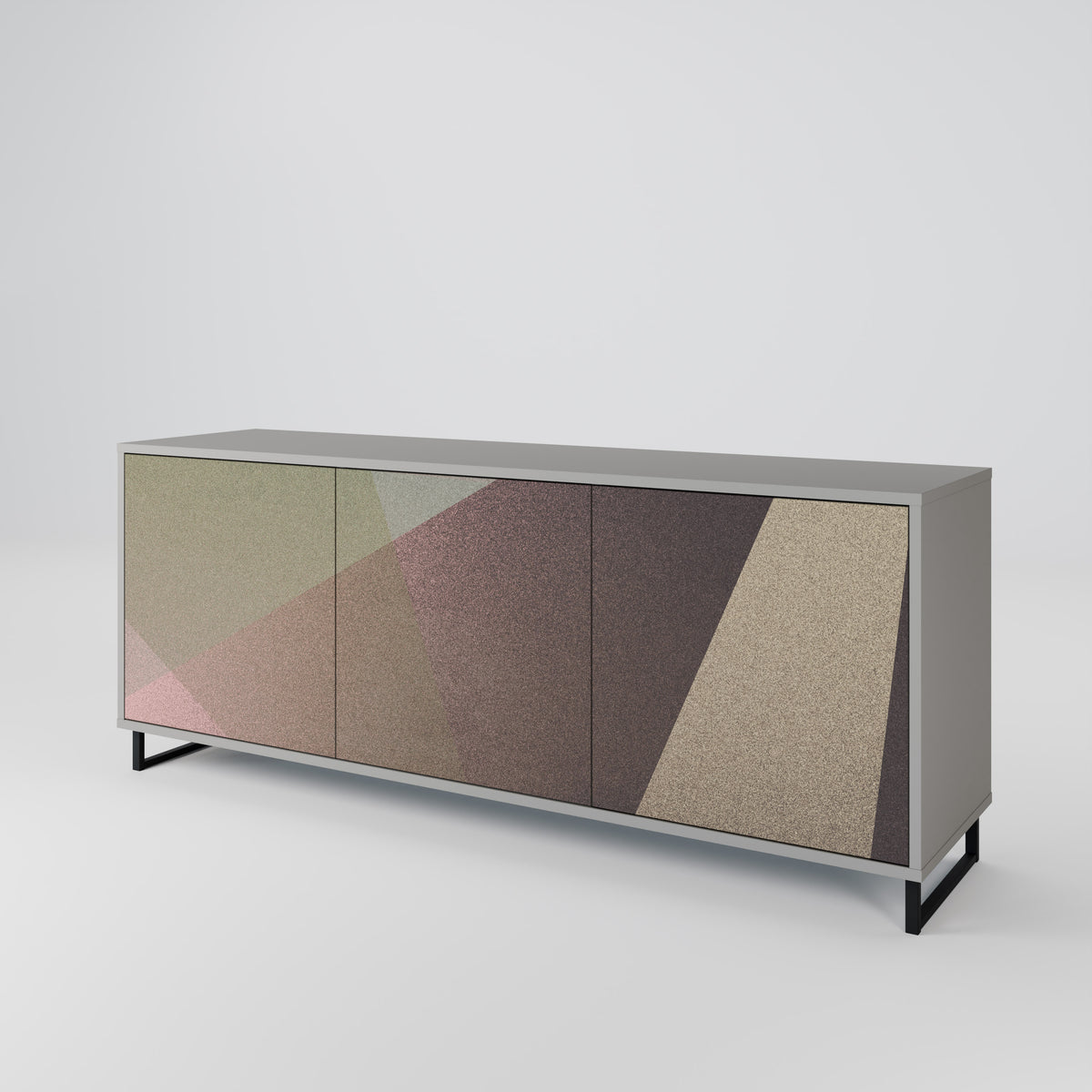 BEIGE GEOMETRY Skänk med tre dörrar
