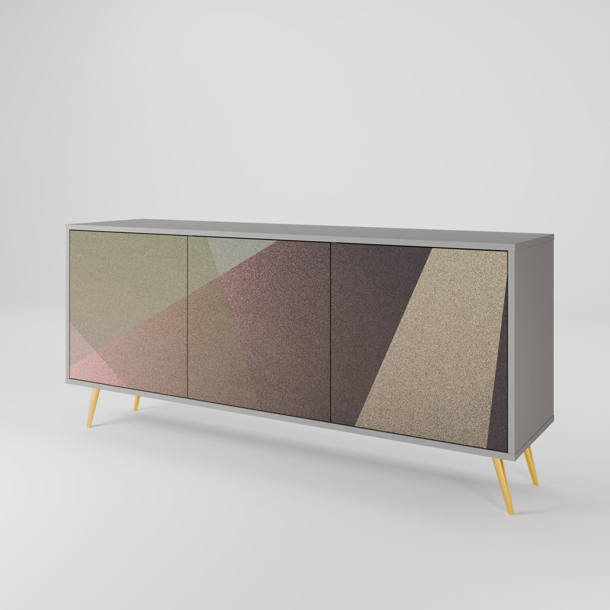 BEIGE GEOMETRY Skänk med tre dörrar