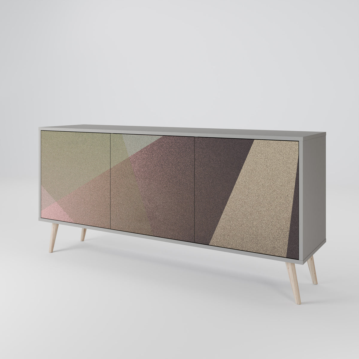 BEIGE GEOMETRY Skänk med tre dörrar