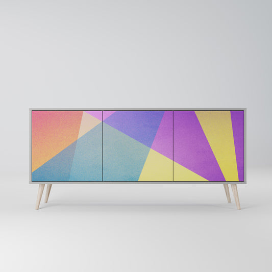 BRIGHT GEOMETRY 3-Door Sideboard in Grey Finish