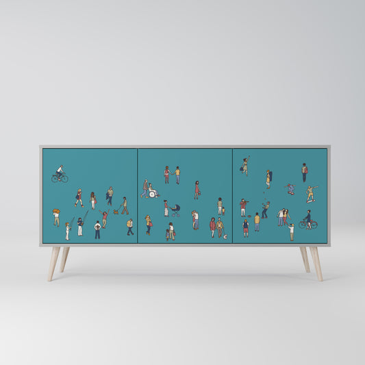 COLLECTIVE STREAM 3-Door Sideboard in Grey Finish