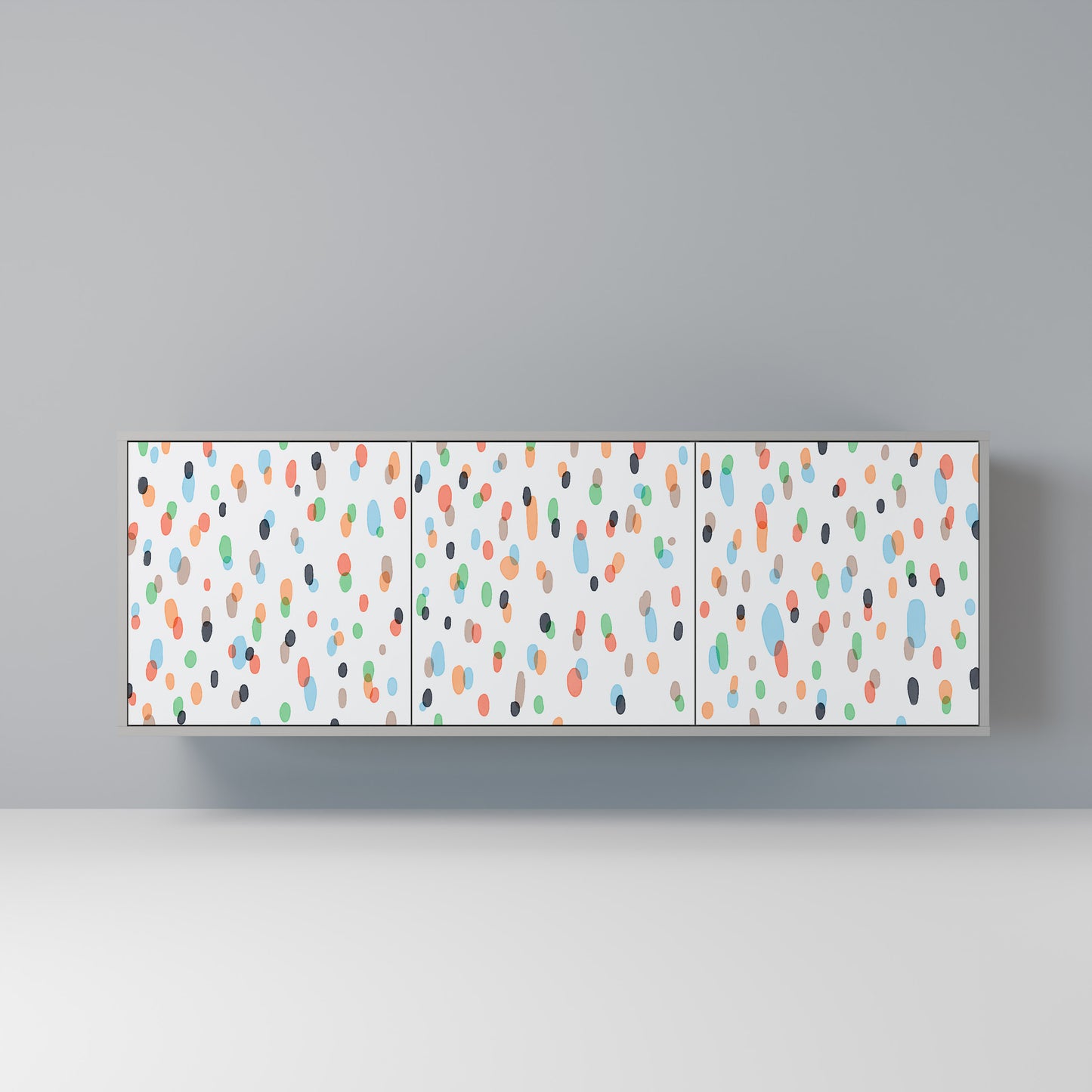 ENERGETIC SPOTS 3-Door Sideboard in Grey Finish
