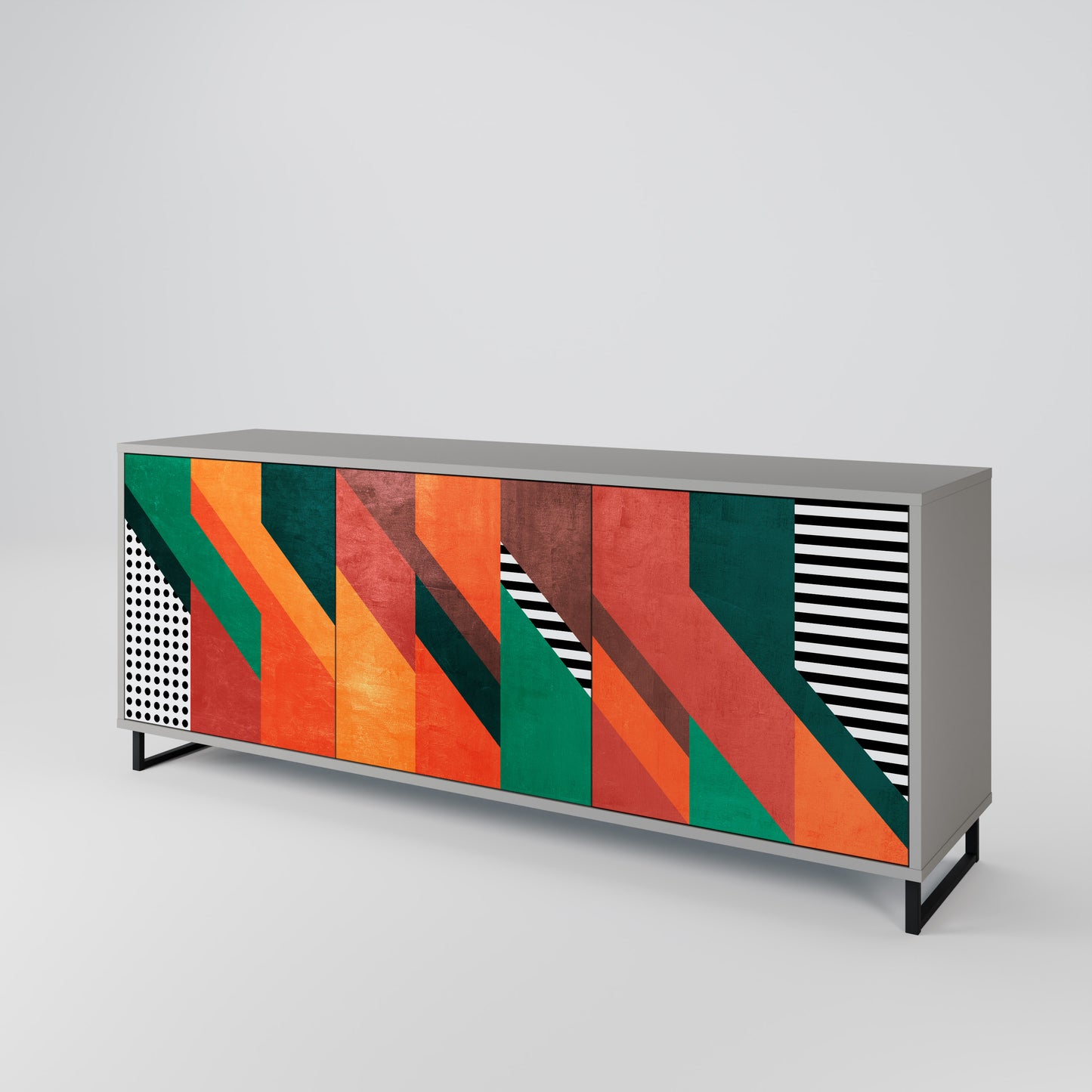 MAKESHIFT ARTISTRY 3-Door Sideboard in Grey Finish
