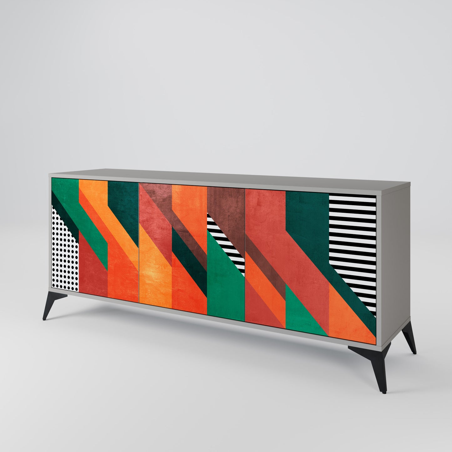 MAKESHIFT ARTISTRY 3-Door Sideboard in Grey Finish