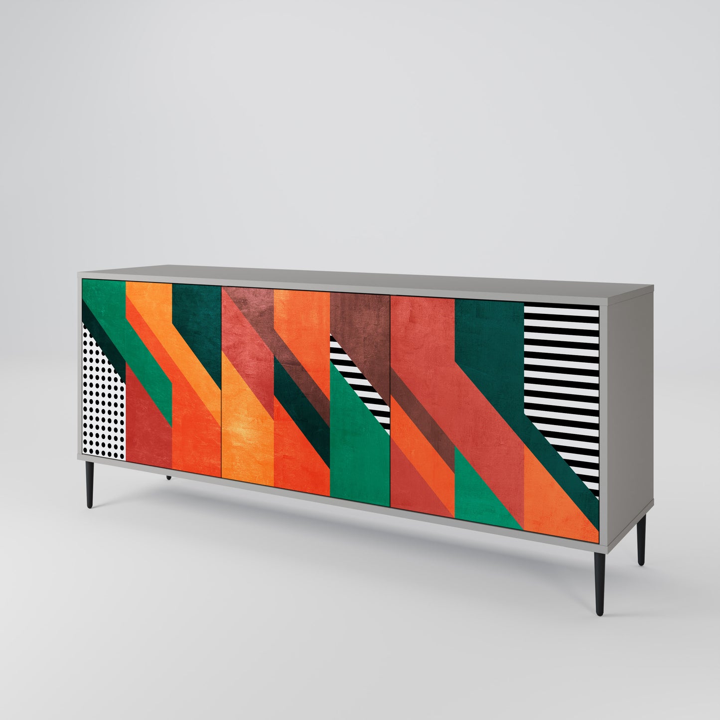 MAKESHIFT ARTISTRY 3-Door Sideboard in Grey Finish