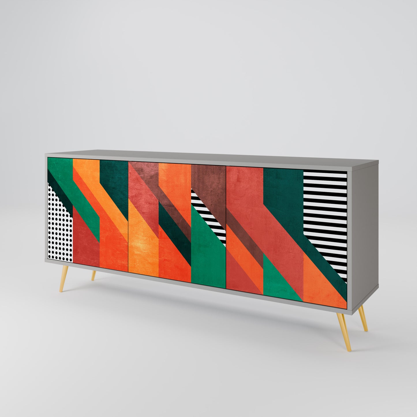MAKESHIFT ARTISTRY 3-Door Sideboard in Grey Finish