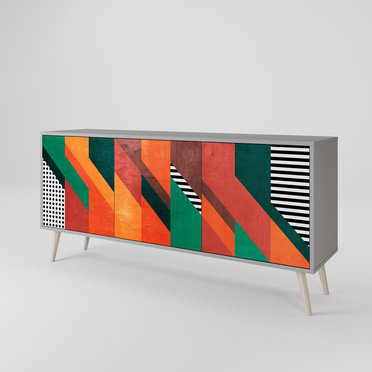 MAKESHIFT ARTISTRY 3-Door Sideboard in Grey Finish