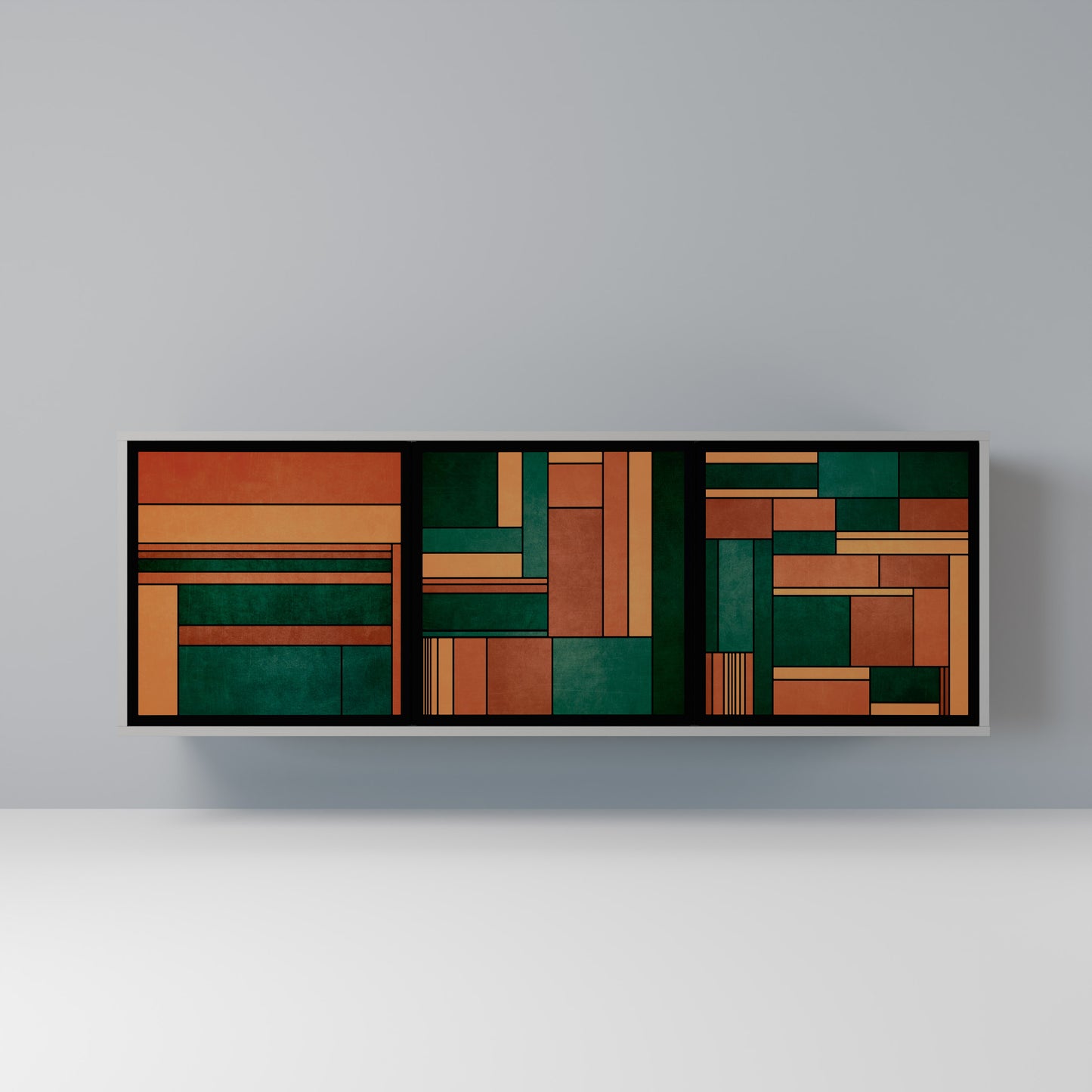 EARTHY FIGURES 3-Door Sideboard in Grey Finish