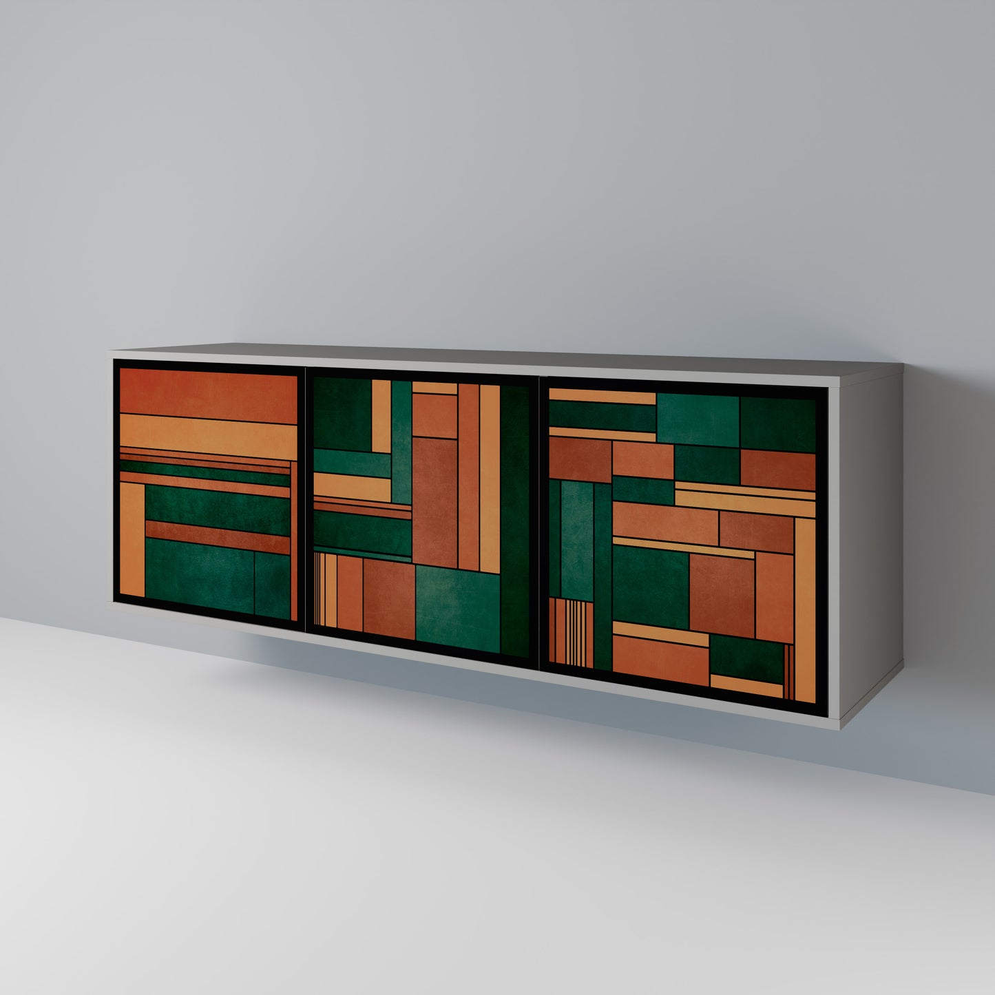 EARTHY FIGURES 3-Door Sideboard in Grey Finish