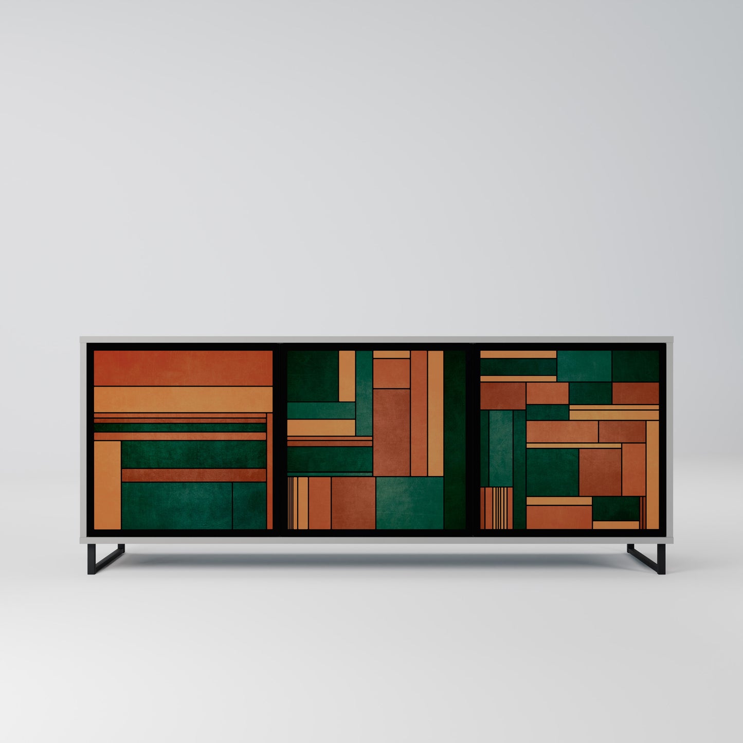 EARTHY FIGURES 3-Door Sideboard in Grey Finish