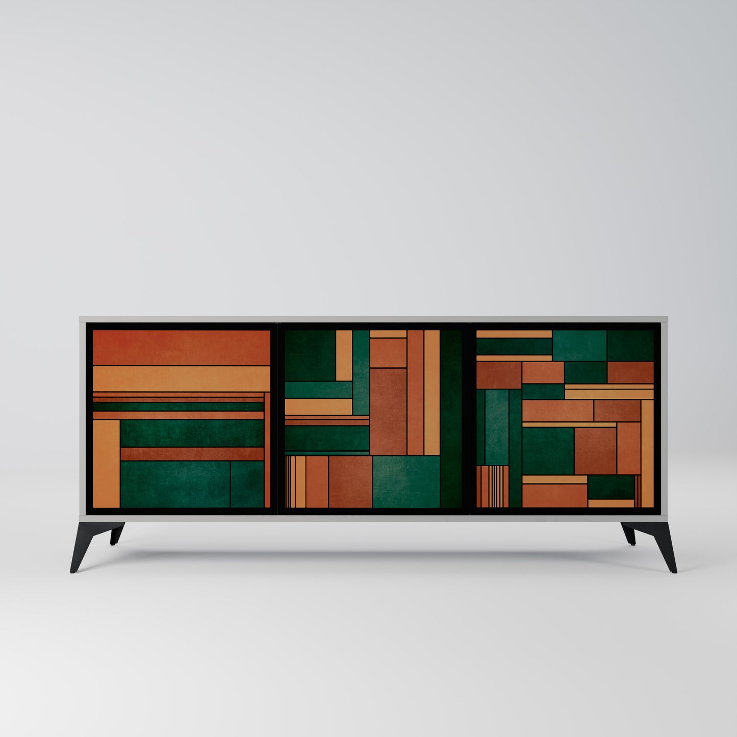 EARTHY FIGURES 3-Door Sideboard in Grey Finish