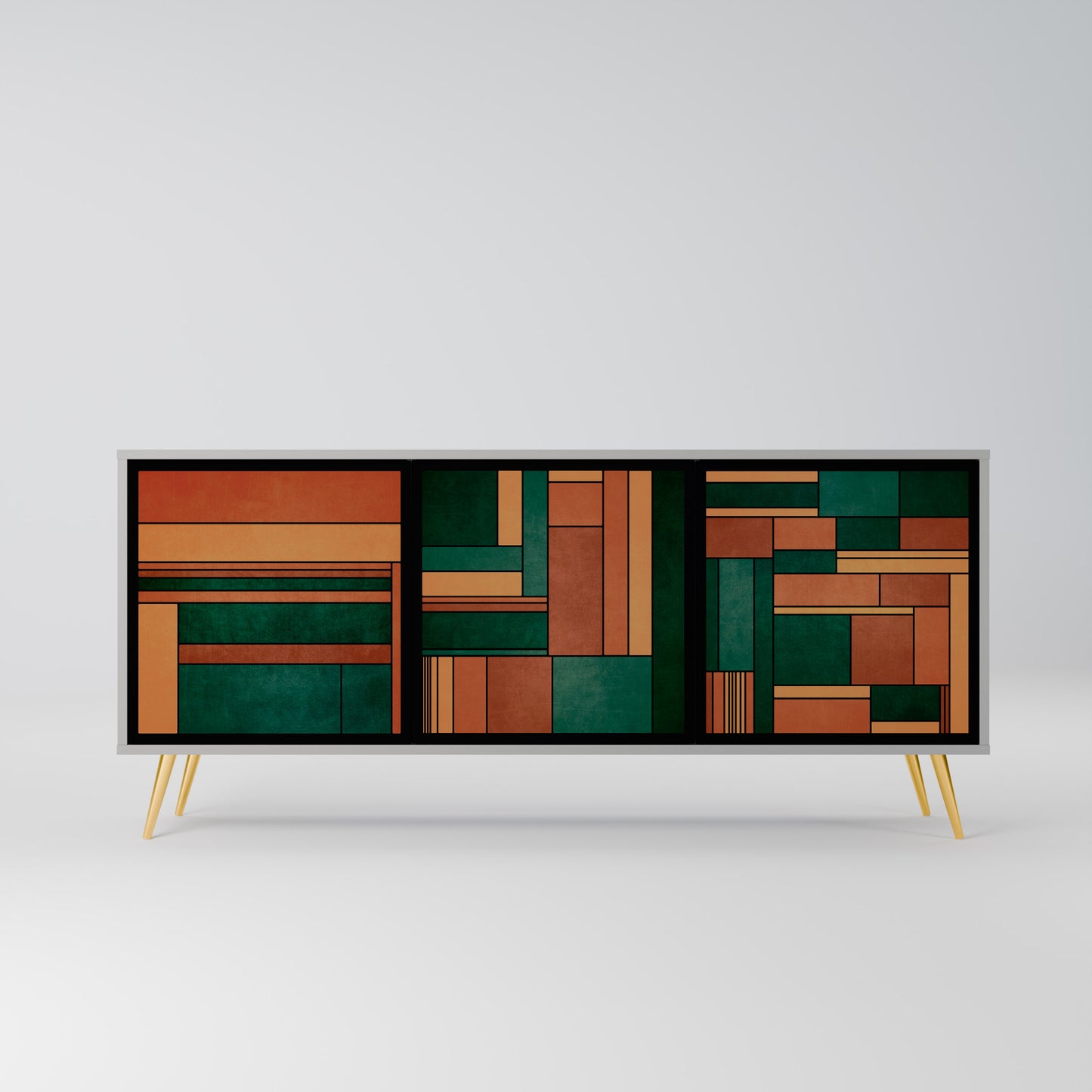 EARTHY FIGURES 3-Door Sideboard in Grey Finish