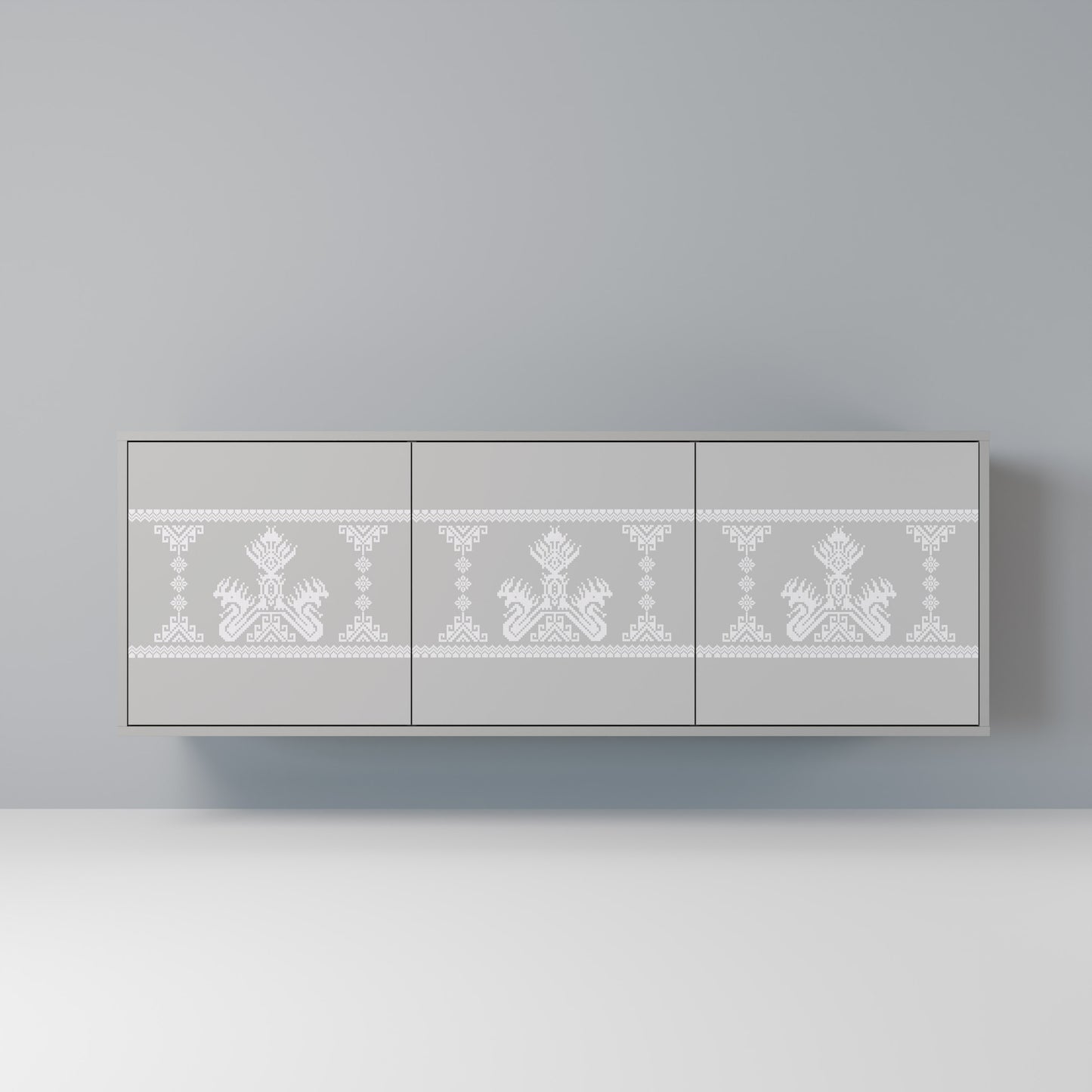 THAI GRAY 3-Door Sideboard in Grey Finish