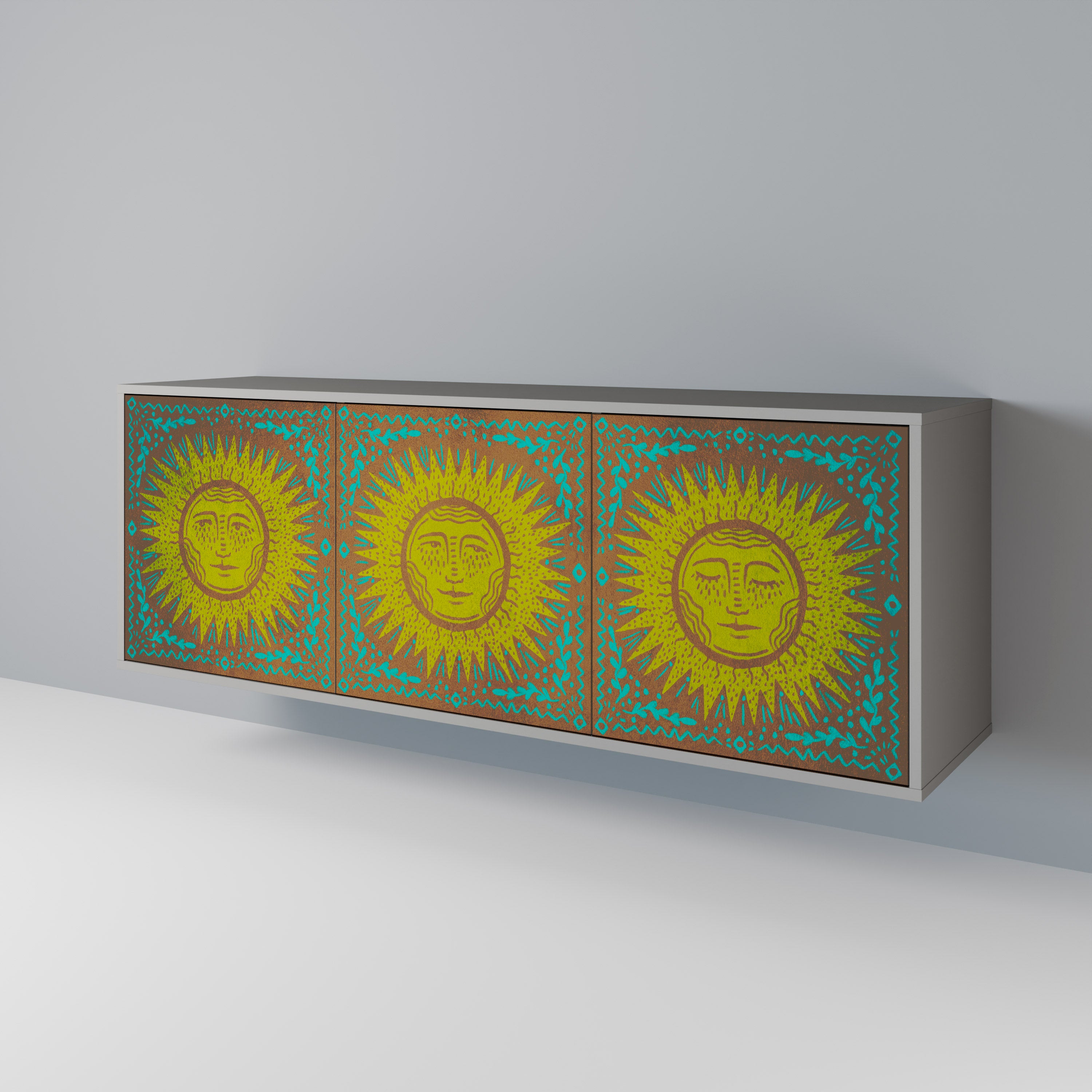 SUNSHINE EULOGY 3-Door Sideboard in Grey Finish