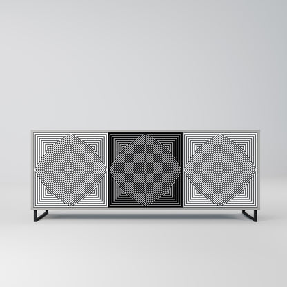 POLYGON ILLUSION 3-dörrars skänk i grå finish