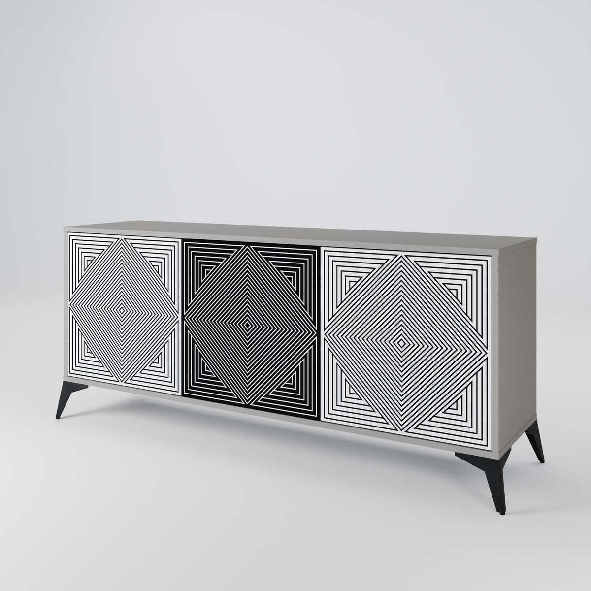 POLYGON ILLUSION Skänk med tre dörrar