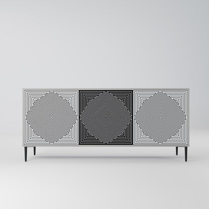 POLYGON ILLUSION 3-dörrars skänk i grå finish